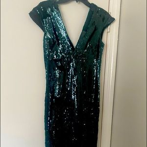 Hunter Green Sequins Dress the Population Dress